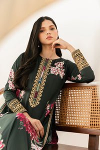 LULUSAR-3PC-SHAMOZE SILK PRINTED EMB SHIRT WITH SILK PRINTED DUPATTA AND SILK TROUSER-BIC-9013