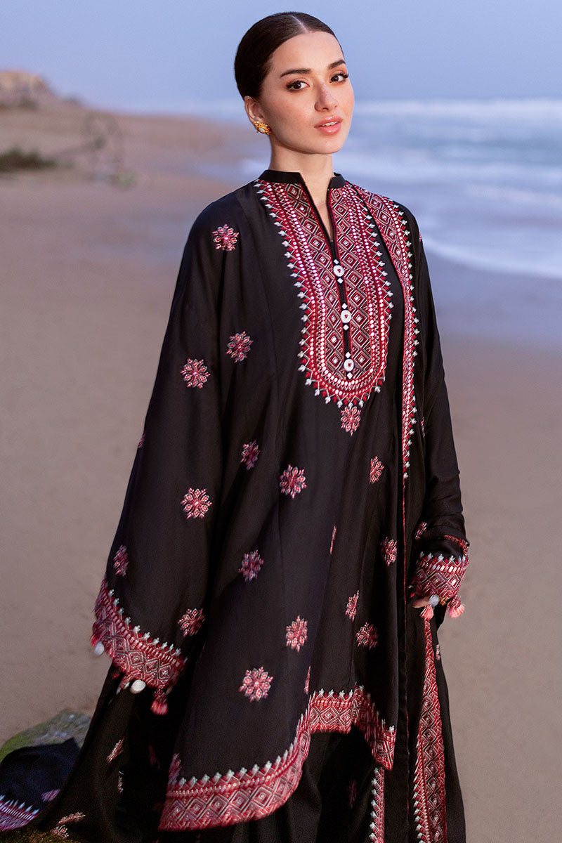CROSS STITCH-3PC DHANAK EMBROIDERED SHIRT WITH DHANAK EMBROIDERED SHAWL AND TROUSER BIC-4336