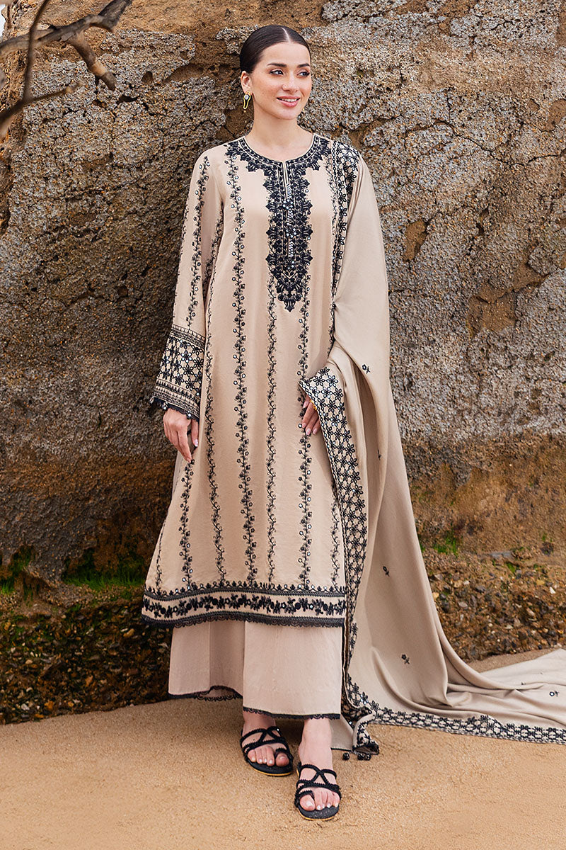 CROSS STITCH-3PC DHANAK EMBROIDERED SHIRT WITH DHANAK EMBROIDERED SHAWL AND TROUSER BIC-4337