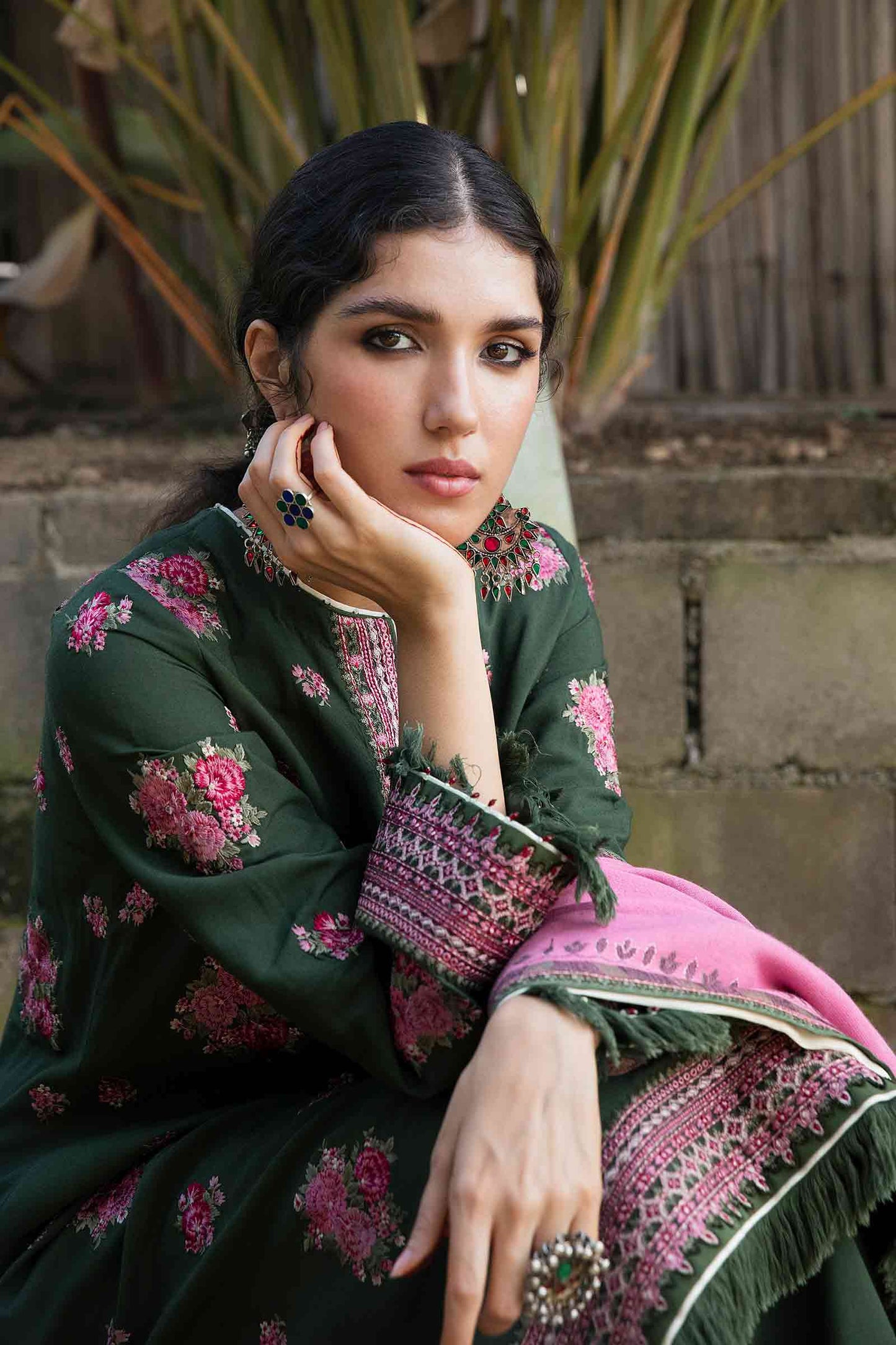 ZARA SHAHJAHAN - 3PC KHADDAR EMBROIDERD SHIRT WITH WOOL PRINTED SHAWL AND TROUSER-BIC-1144
