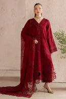 NUREH-3PC DHANAK EMBROIDERED SHIRT WITH DHANAK EMBROIDERED SHAWL AND TROUSER-BIC-5305