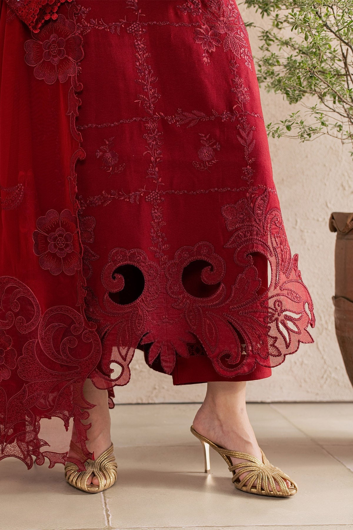NUREH-3PC DHANAK EMBROIDERED SHIRT WITH DHANAK EMBROIDERED SHAWL AND TROUSER-BIC-5305