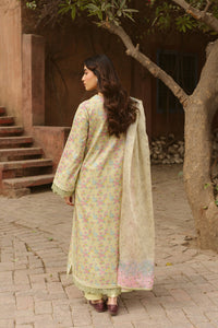 AYZEL-3PC LAWN PRINTED EMB SHIRT WITH SILK PRINTED DUPATTA AND DYED TROUSER-BIC-055