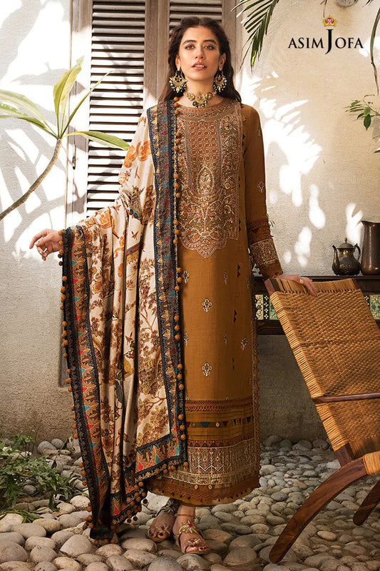 ASIM JOFA-3PC LAWN EMBROIDERED WITH COTTON SILK PTINT DUPATTA-BIC-2632