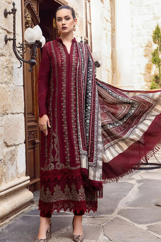 MARIA B - 3PC LAWN EMBROIDERED SHIRT WITH COTTON SILK DUPATTA AND TROUSER-BIC-1245