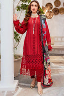 ZAINAB CHOTANI - 3PC CHIKENKARI LAWN EMBROIDERED WITH MONARK PRINT DUPATTA-BIC-4054-RED