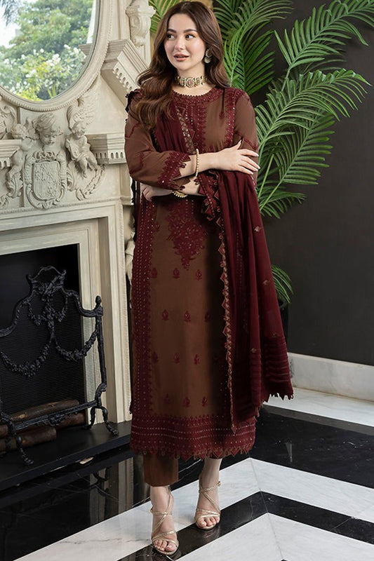 ASIM JOFA-3PC LAWN EMBROIDERED SHIRT WITH LAWN EMBROIDERED DUPATTA AND TROUSER-BIC-3647