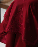 ZAIB-3PC DHANAK EMBROIDERED SHIRT WITH DHANAK EMBROIDERED SHAWL AND TROUSER-BIC-5271