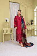 BRANDSINN-3PC KHADAR CUTWORK EMBROIDERED SHIRT WITH KASHMIRI JACQUARD WOOL SHAWL-BIC-1503