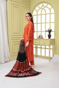 BRANDSINN-3PC KHADAR CUTWORK EMBROIDERED SHIRT WITH KASHMIRI JACQUARD WOOL SHAWL-BIC-1504