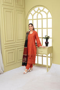 BRANDSINN-3PC KHADAR CUTWORK EMBROIDERED SHIRT WITH KASHMIRI JACQUARD WOOL SHAWL-BIC-1504