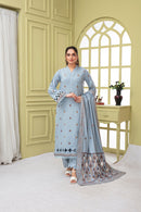 BRANDS INN-3PC DHANAK EMBROIDERED SHIRT WITH HEAVY CUTWORK EMBROIDERED DHANAK SHAWL AND TROUSER-BIC -1506