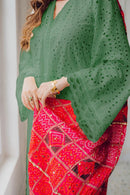 MARIA B-3PC CHIKANKARI LAWN EMBROIDERED SHIRT WITH CHUNRI PRINT DUPATTA AND TROUSER-BIC-4051 M
