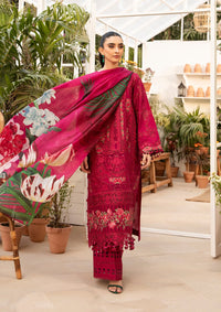 BAROUQE-3PC LAWN CHIKENKARI EMBROIDERED SHIRT WITH CHIFFOON PRINT DUPATTA AND EMB TROUSER-BIC-4736