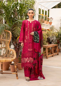 BAROUQE-3PC LAWN CHIKENKARI EMBROIDERED SHIRT WITH CHIFFOON PRINT DUPATTA AND EMB TROUSER-BIC-4736
