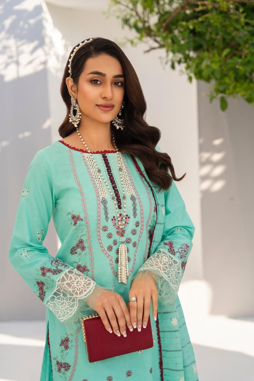 BRANDSINN-3PC LAWN EMBROIDERED SHIRT WITH LAWN  EMBROIDERED READY TO WEAR DUPATTA-BIC-02