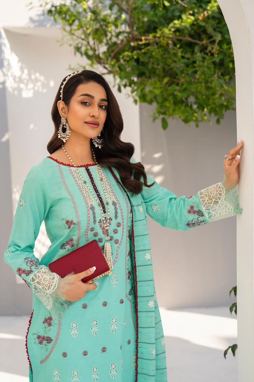 BRANDSINN-3PC LAWN EMBROIDERED SHIRT WITH LAWN  EMBROIDERED READY TO WEAR DUPATTA-BIC-02