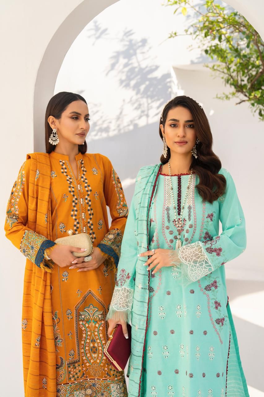 BRANDSINN-3PC LAWN EMBROIDERED SHIRT WITH LAWN  EMBROIDERED READY TO WEAR DUPATTA-BIC-02