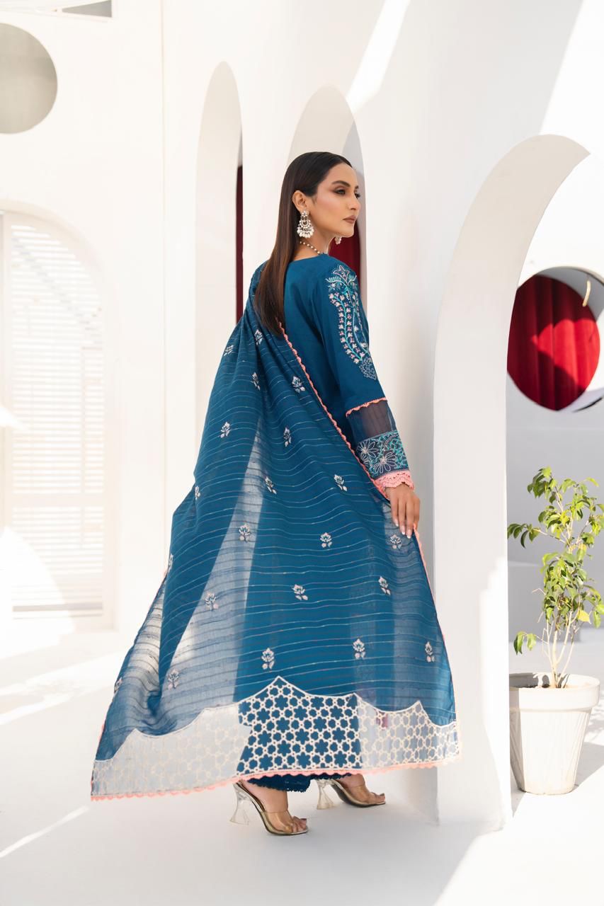 BRANDSINN-3PC LAWN EMBROIDERED SHIRT WITH LAWN  EMBROIDERED READY TO WEAR DUPATTA-BIC-04