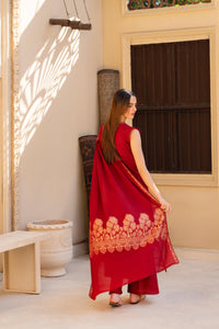MIRAKHI-3PC LAWN CHIKENKARI EMBROIDERED SHIRT WITH LAWN JAQUARD PRINT DUPATTA -BIC-5400