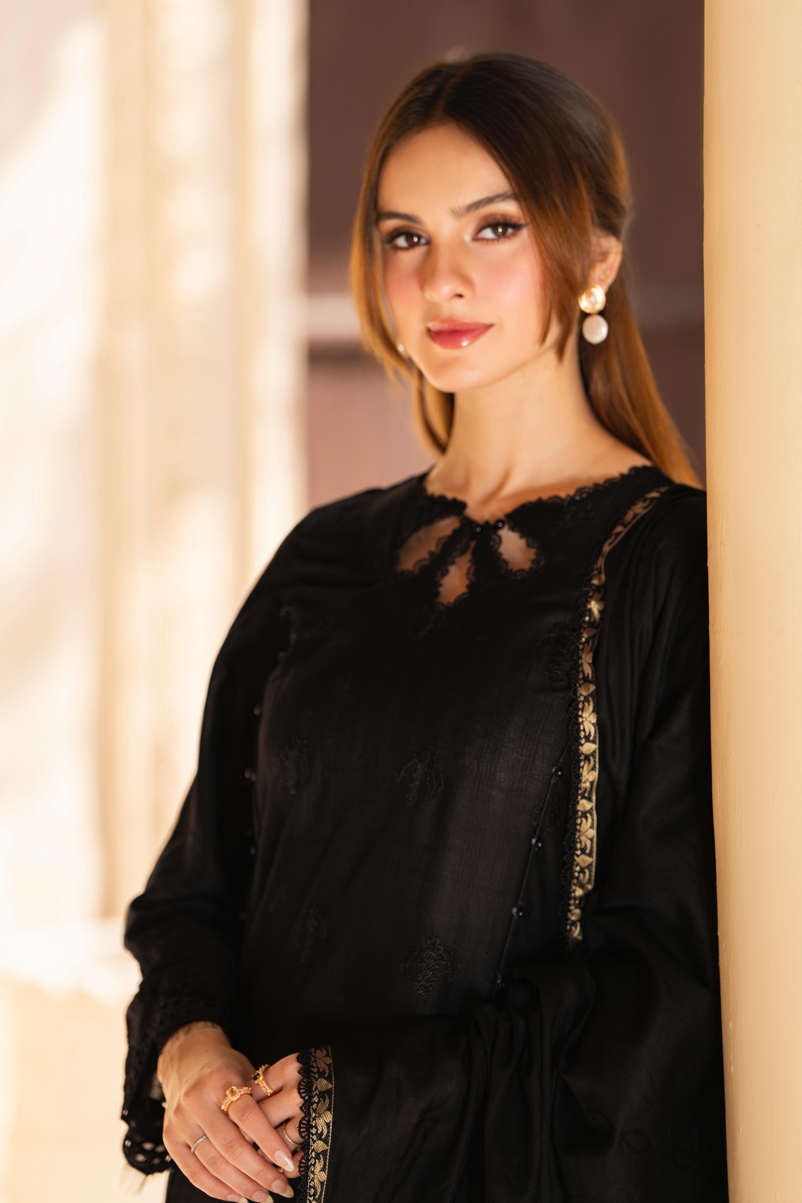 MIRAKHI-3PC LAWN CHIKENKARI EMBROIDERED SHIRT WITH LAWN JAQUARD PRINT DUPATTA -BIC-5200