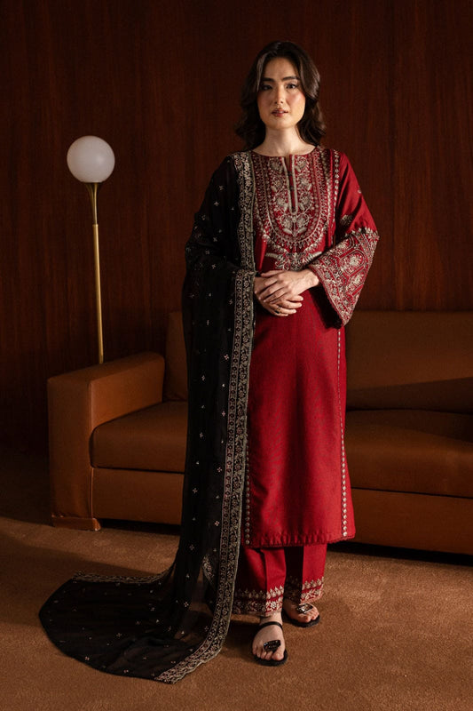 BATIK-3PC DHANAK EMBROIDERED SHIRT WITH CHIFFON EMBROIDERED DUPATTA AND EMB TROUSER BIC-4041