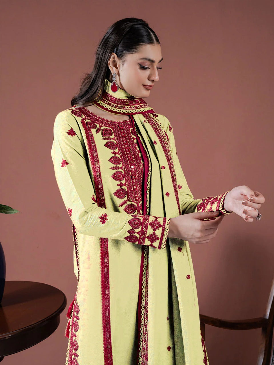 ASIM JOFA-3PC LAWN EMBROIDERED SHIRT WITH LAWN EMBROIDERED DUPATTA AND LAWN TROUSER-BIC-3563 A