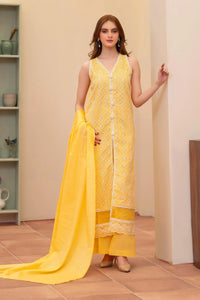 MIRAKHI - 3PC LAWN CHIKENKAARI EMBROIDERED SHIRT WITH LAWN TUBE SLUB DUPATTA AND TROUSER-BIC-6200