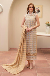 MIRAKHI - 3PC LAWN CHIKENKAARI EMBROIDERED SHIRT WITH LAWN TUBE SLUB DUPATTA AND TROUSER-BIC-6100