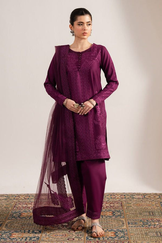 MARYAM & MARIA-3PC LAWN EMBROIDERED SHIRT WITH ORGANZA EMBROIDERED DUPATTA & TROUSER-BIC-3791