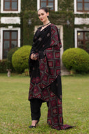 BAREEZE-3PC KARANDI EMBROIDERED SHIRT WITH KARANDI EMBROIDERED SHAWL AND TROUSER-BIC-4398