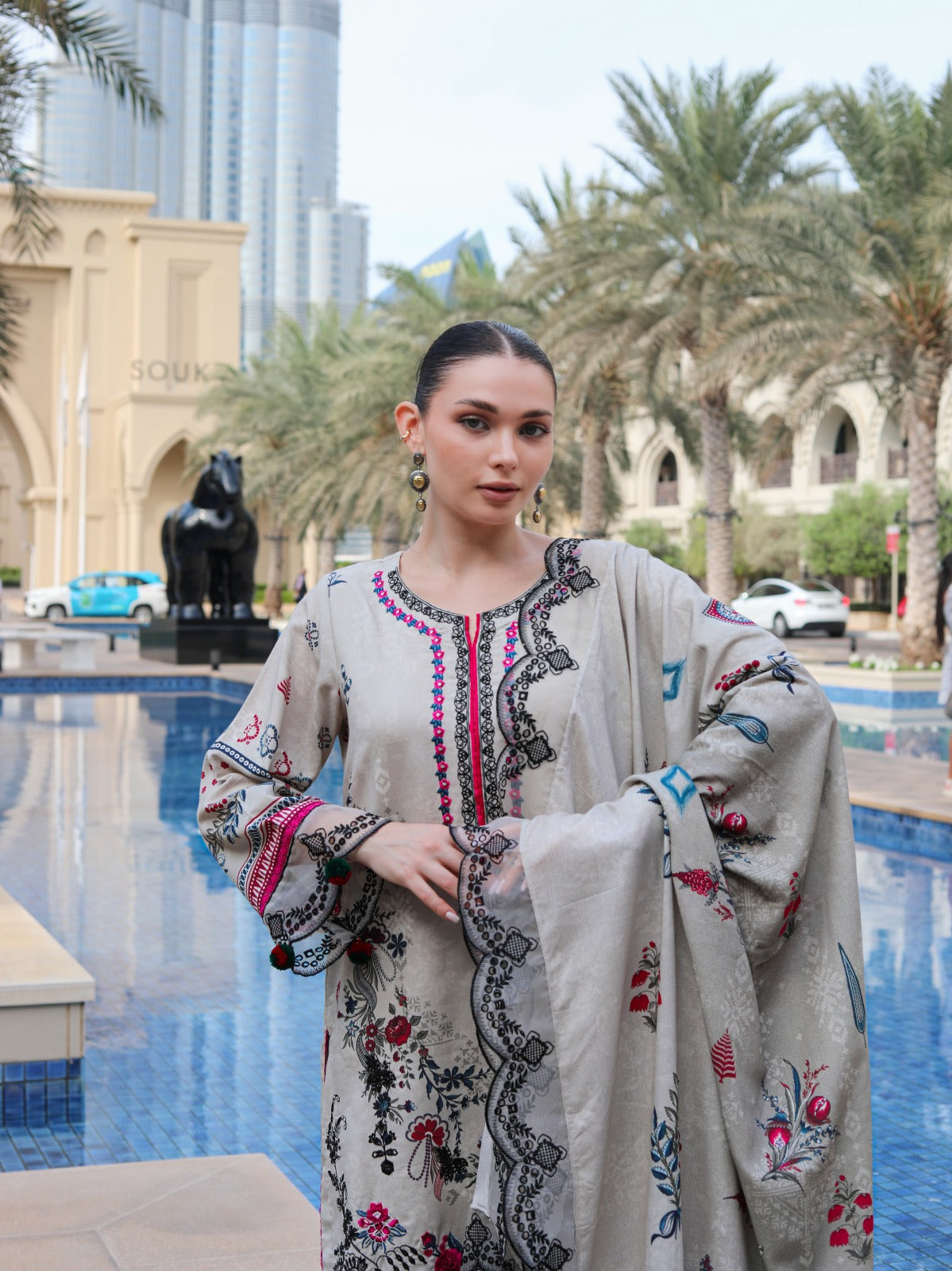 BRANDSINN-3PC KARANDI PRINTED EMBROIDERED SHIRT WITH KARANDI PRINTED EMB SHAWL & PRINTED TROUSER-BIC-0125