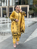 BRANDSINN-3PC KARANDI PRINTED EMBROIDERED SHIRT WITH KARANDI PRINTED EMB SHAWL & PRINTED TROUSER-BIC-0124