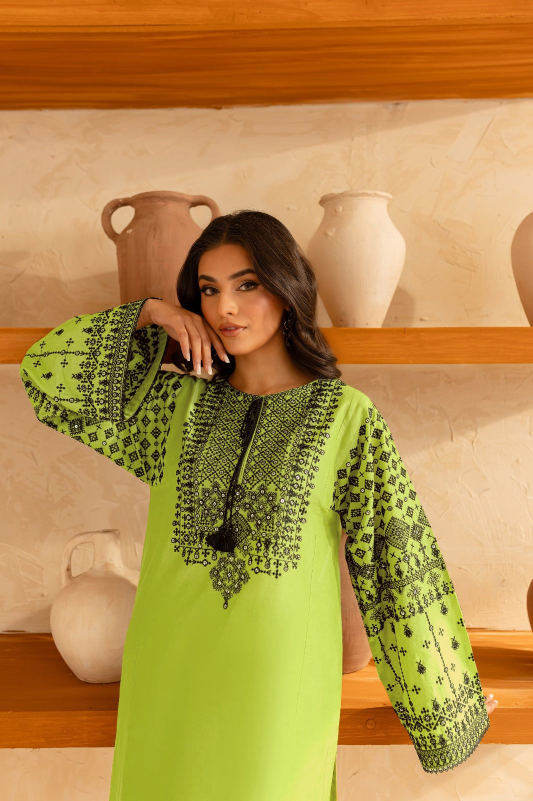 BATIK-2PC LAWN  EMBROIDERED SHIRT WITH EMB TROUSER-BIC-223 A