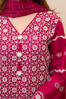 MIRAKHI - 3PC LAWN CHIKENKAARI EMBROIDERED SHIRT WITH LAWN TUBE SLUB DUPATTA AND TROUSER-BIC-1073