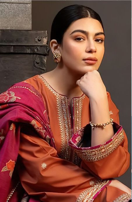 ZARASHAHJAHAN-3PC DHANAK EMBROIDERED SHIRT WITH WOOL PRINTED SHAWL AND TROUSER-BIC-4121
