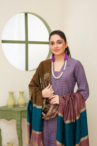 BRANDSINN-3PC KHADAR CUTWORK EMBROIDERED SHIRT WITH KASHMIRI JACQUARD WOOL SHAWL-BIC-1513