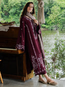 YARDS-3PC DHANAK EMBROIDERED SHIRT WITH COUTRAI PRINTED SHAWL AND TROUSER-BIC-5267