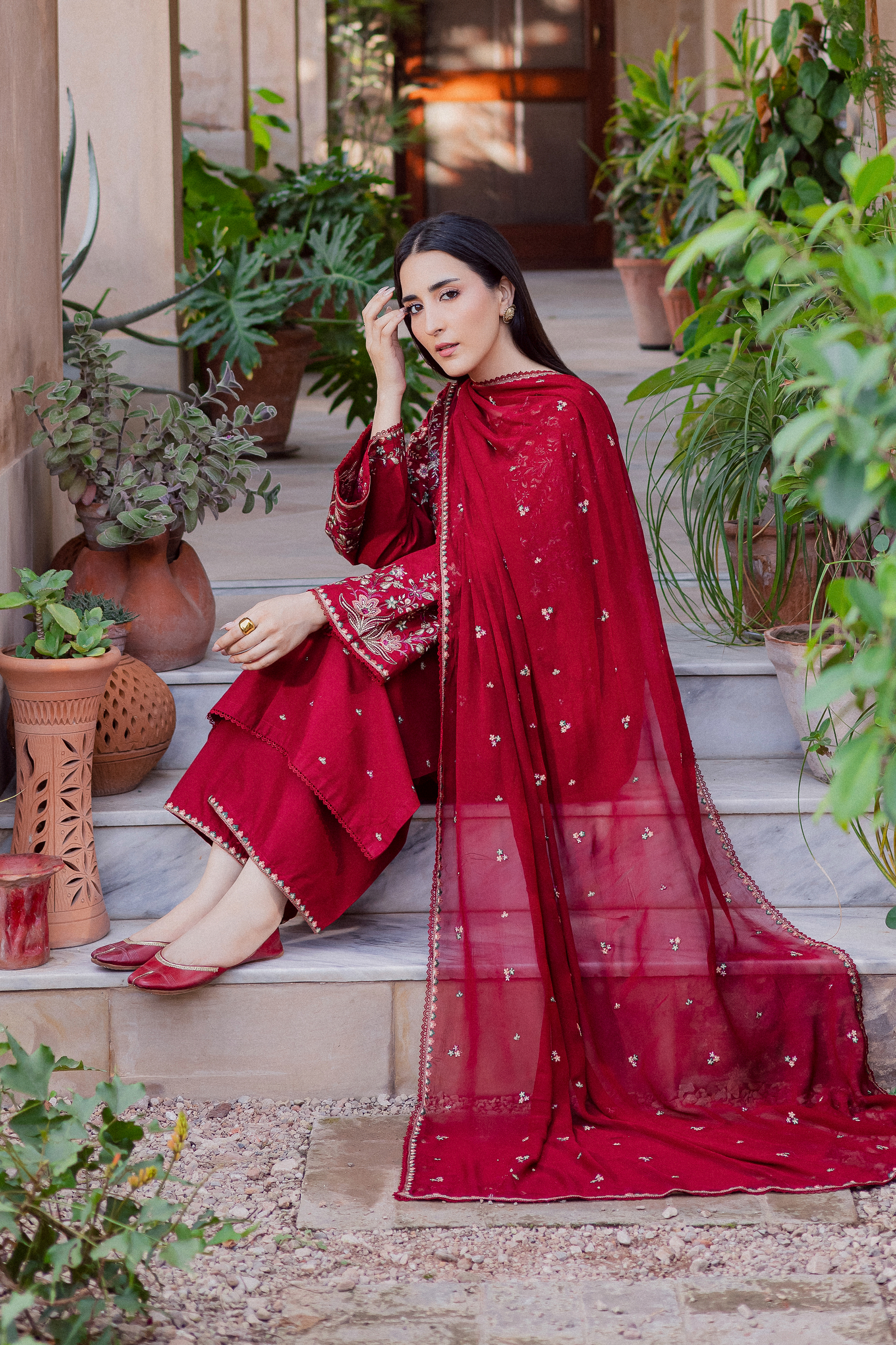 BATIK-3PC LAWN EMBROIDERED SHIRT WITH CHIFFON EMBROIDERED DUPATTA AND TROUSER-BIC-4865