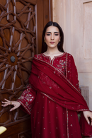 BATIK-3PC DHANAK EMBROIDERED SHIRT WITH DHANAK EMBROIDERED SHAWL AND TROUSER-BIC-4381