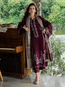 YARDS-3PC DHANAK EMBROIDERED SHIRT WITH COUTRAI PRINTED SHAWL AND TROUSER-BIC-5267