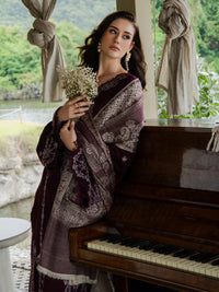 YARDS-3PC DHANAK EMBROIDERED SHIRT WITH COUTRAI PRINTED SHAWL AND TROUSER-BIC-5267