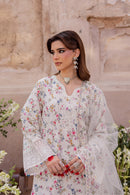 BATIK-3PC LAWN SCHIFFLI EMBROIDERED PRINTED SHIRT WITH ORGANZA EMBROIDERED DUPATTA AND PRINT TROUSER-