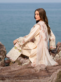MAHNUR-3PC LAWN LASERCUTWORK EMBROIDERED SHIRT WITH KHAADI NET EMBROIDERED DUPATTA AND TROUSER-BIC-4721
