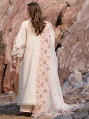 MAHNUR-3PC LAWN LASERCUTWORK EMBROIDERED SHIRT WITH KHAADI NET EMBROIDERED DUPATTA AND TROUSER-BIC-4721