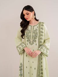GARNET-3PC DHANAK EMBROIDERED SHIRT WITH DHANAK EMBROIDERED SHAWL AND TROUSER-BIC-4167