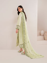 GARNET-3PC DHANAK EMBROIDERED SHIRT WITH DHANAK EMBROIDERED SHAWL AND TROUSER-BIC-4167