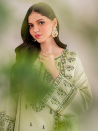 GARNET-3PC DHANAK EMBROIDERED SHIRT WITH DHANAK EMBROIDERED SHAWL AND TROUSER-BIC-4167