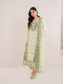 GARNET-3PC DHANAK EMBROIDERED SHIRT WITH DHANAK EMBROIDERED SHAWL AND TROUSER-BIC-4167