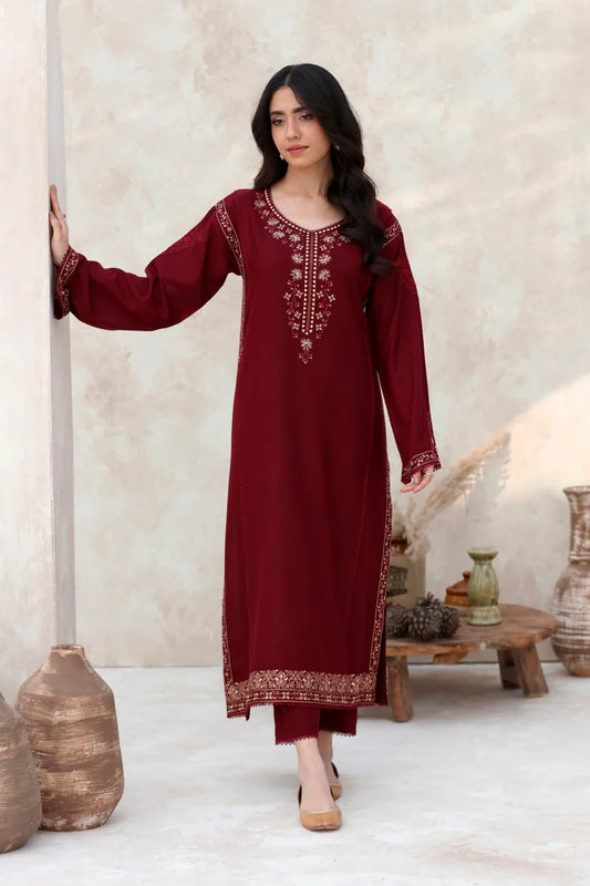 FEROZAE-2PC LAWN EMBROIDERED SHIRT WITH LAWN EMBROIDERED SLEEVES-BIC-3458